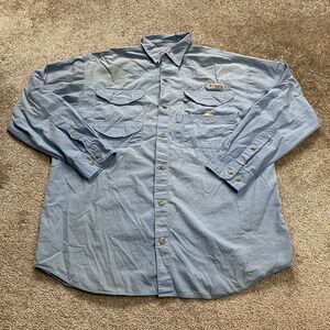Columbia PFG Shirt Mens XL Blue Button Down Long Sleeve Outdoor Fishing Casual